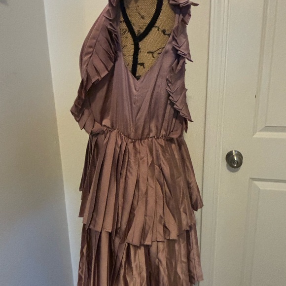 Strut & Bolt Mauve Pleated layered Dress size large - Picture 4 of 8